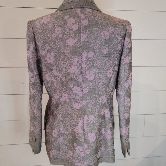Woman's Lourdes Chavez Lavender and Gray Floral Wool Blazer- Size 8 - Picture 8 of 12